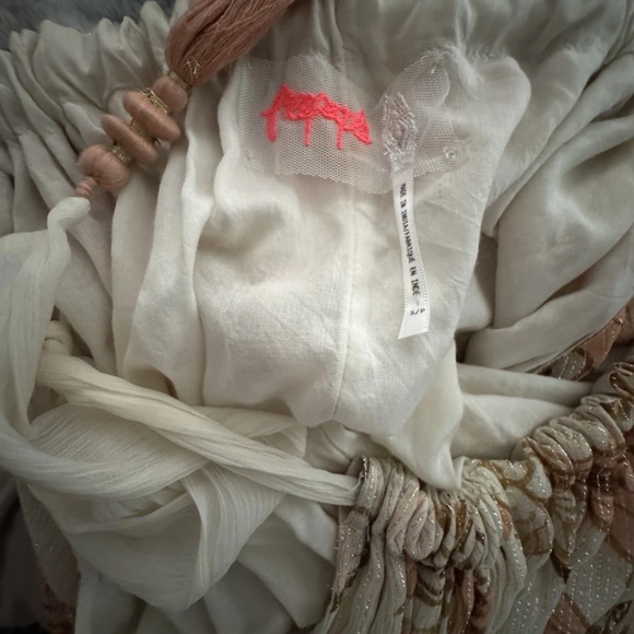 Free People Bare It All Floral Maxi Dress in Cream and Brown NEW S - Picture 7 of 9